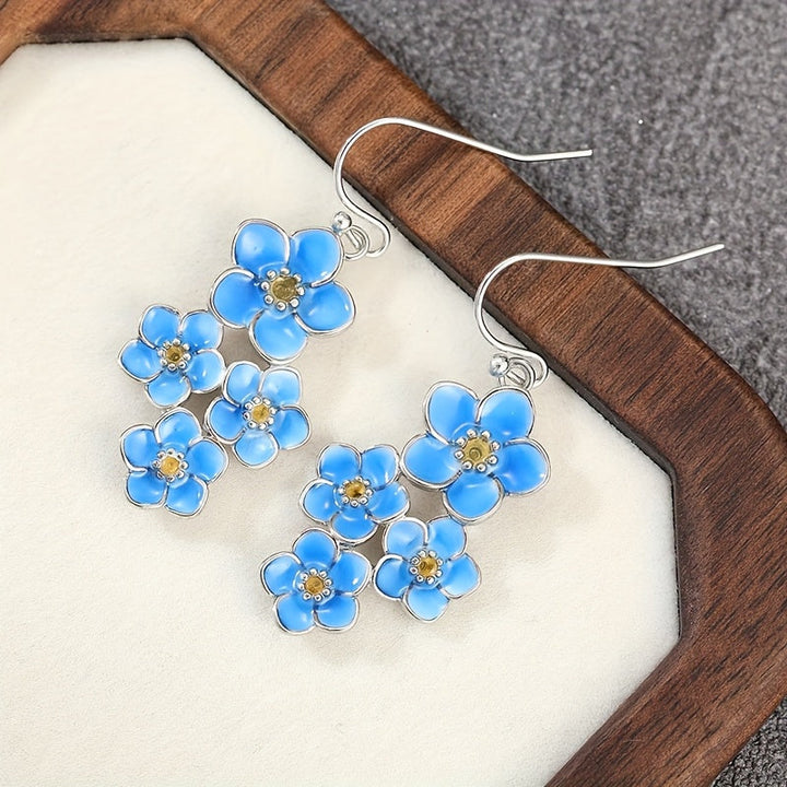 Vintage Bohemian Blue Enamel Dangle Earrings
