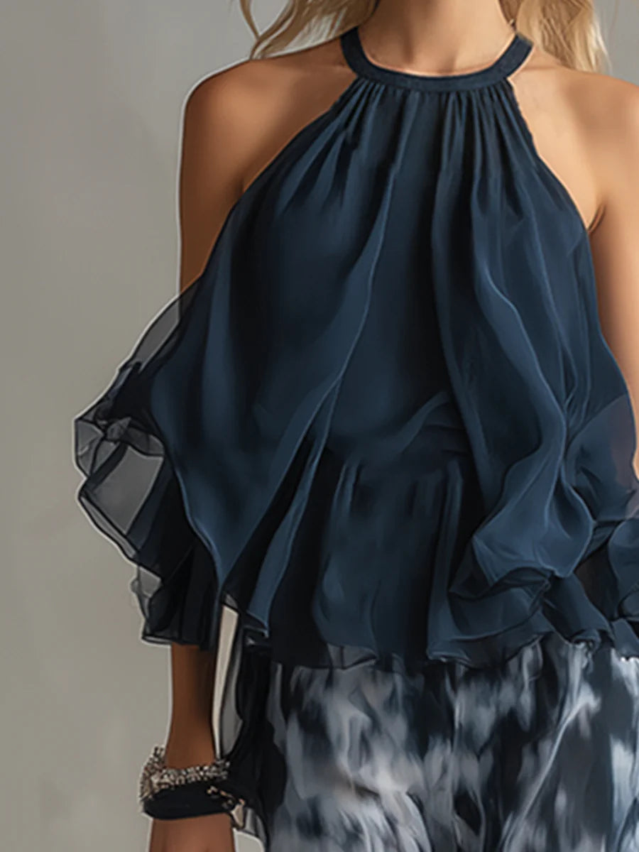 Conjunto de Top Halter Sofía y Pantalones Anchos Estampados