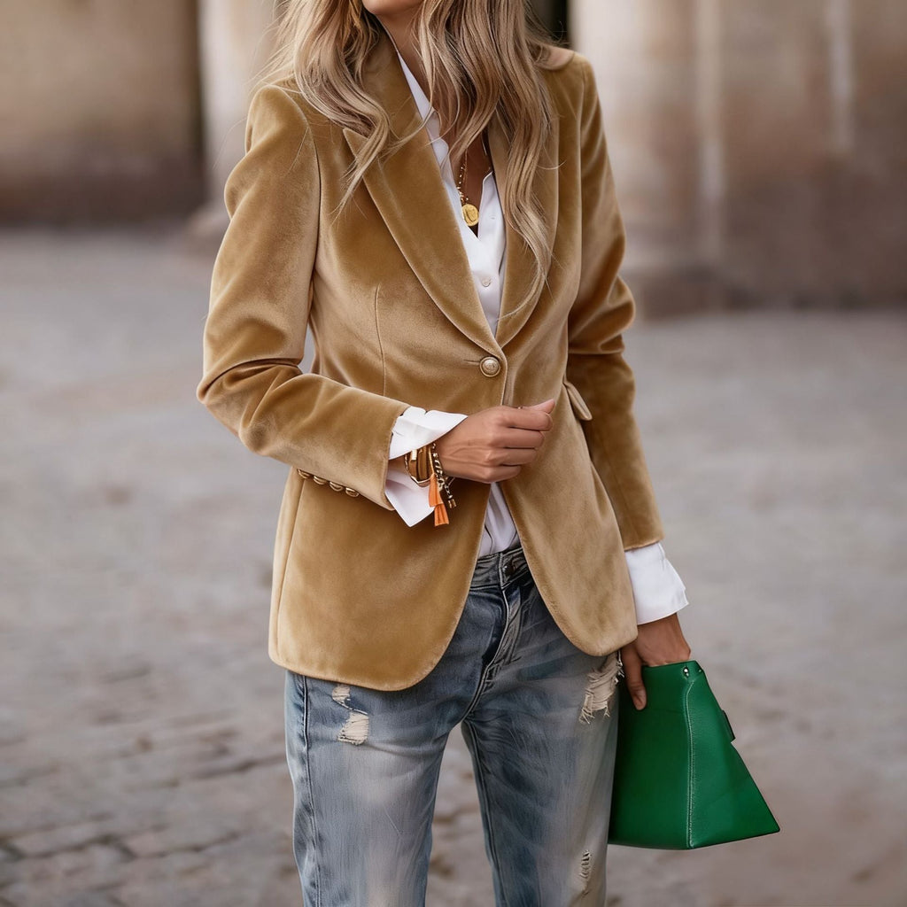 Blazer de veludo de corte ajustado Vincent