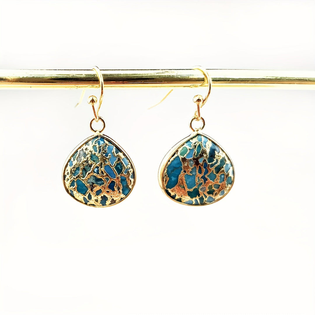 Bohemian Turquoise Mosaic Teardrop Earrings