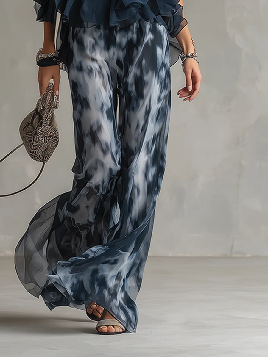 Conjunto de Top Halter Sofía y Pantalones Anchos Estampados