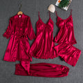 Rebecca | Conjunto de roupa de dormir de seda e renda com 5 peças