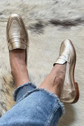 Mocassino lucido color oro chiaro