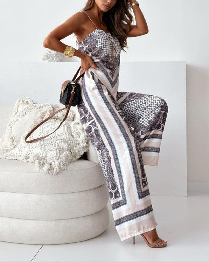 Conjunto Lila com colete estampado de amarrar e calça