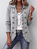 Esme – Grey Marled Vintage-Inspired Frill Cardigan