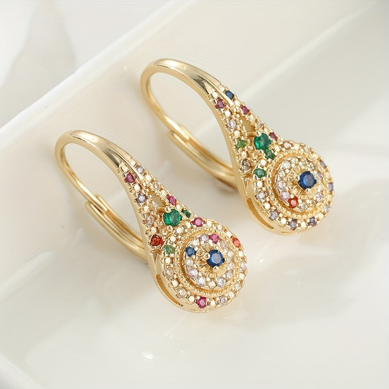 Elegant Retro Opulent Multi Hued Cubic Zirconia Earrings