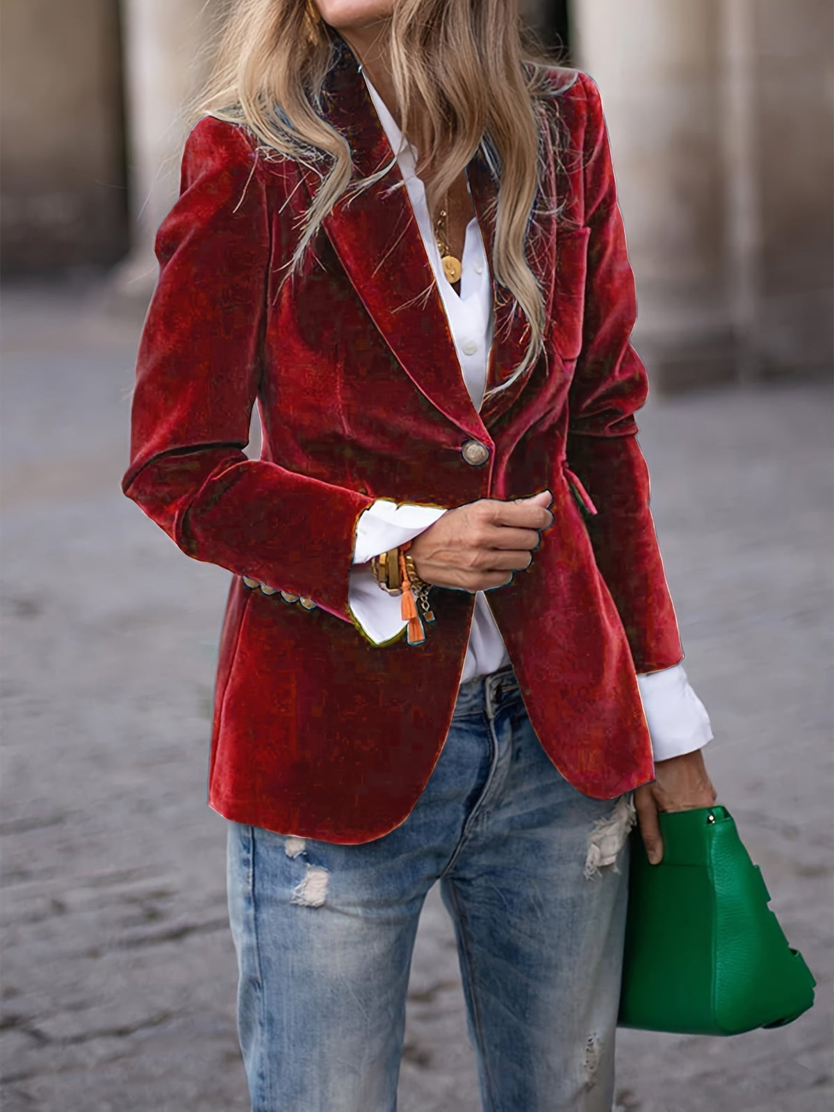 Blazer de veludo de corte ajustado Vincent