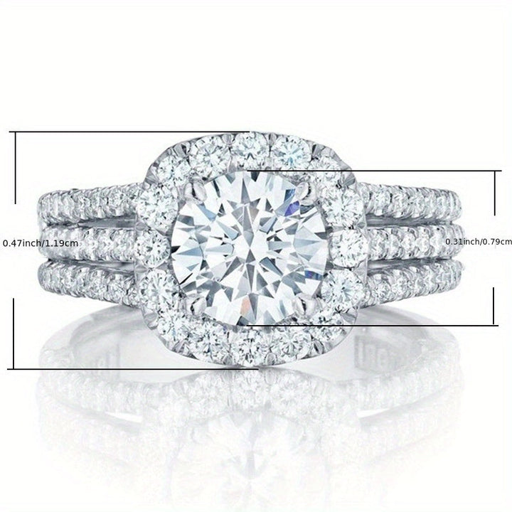 Elegant Zirconia Single Stone Side Micro Pave Rings