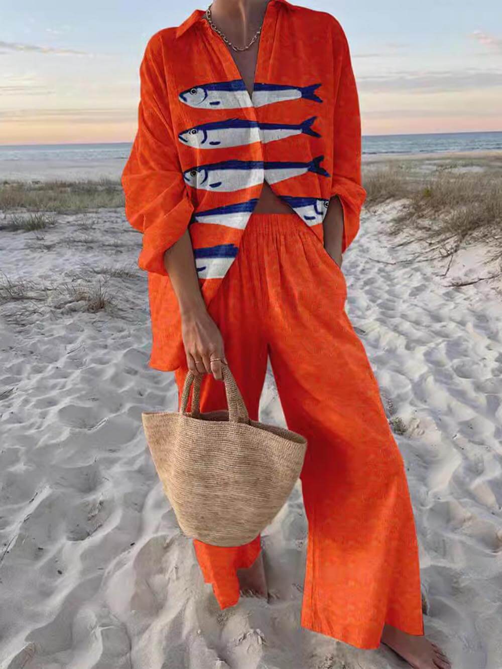 Conjunto Sofía de Camisa Oversize y Pantalones de Pierna Ancha