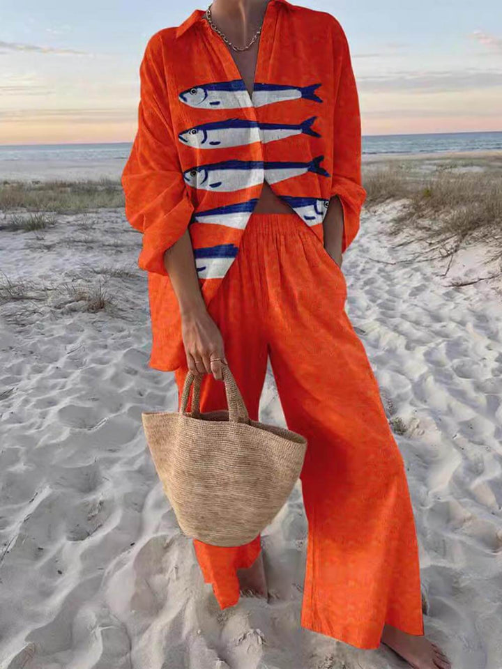 Conjunto Sofía de Camisa Oversize y Pantalones de Pierna Ancha