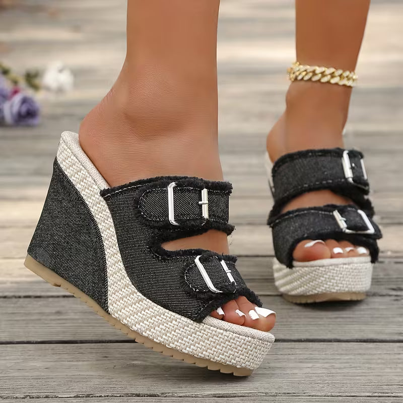 Atelier | Sandalias de cuña con bordes deshilachados