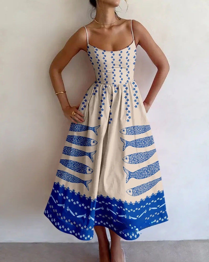 Elowette | Vestido midi Puerto Azul