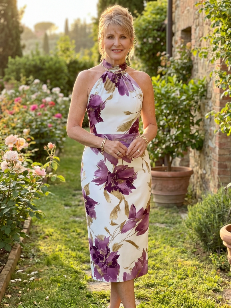 Zinnara | Haltermidi-jurk met bloemenprint