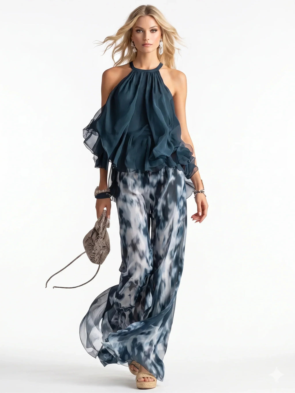 Elegante conjunto de gasa de dos piezas