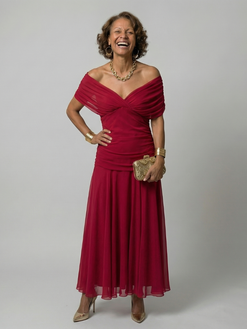 Calen | Vestidos Midi con Hombros Descubiertos y Fluidez