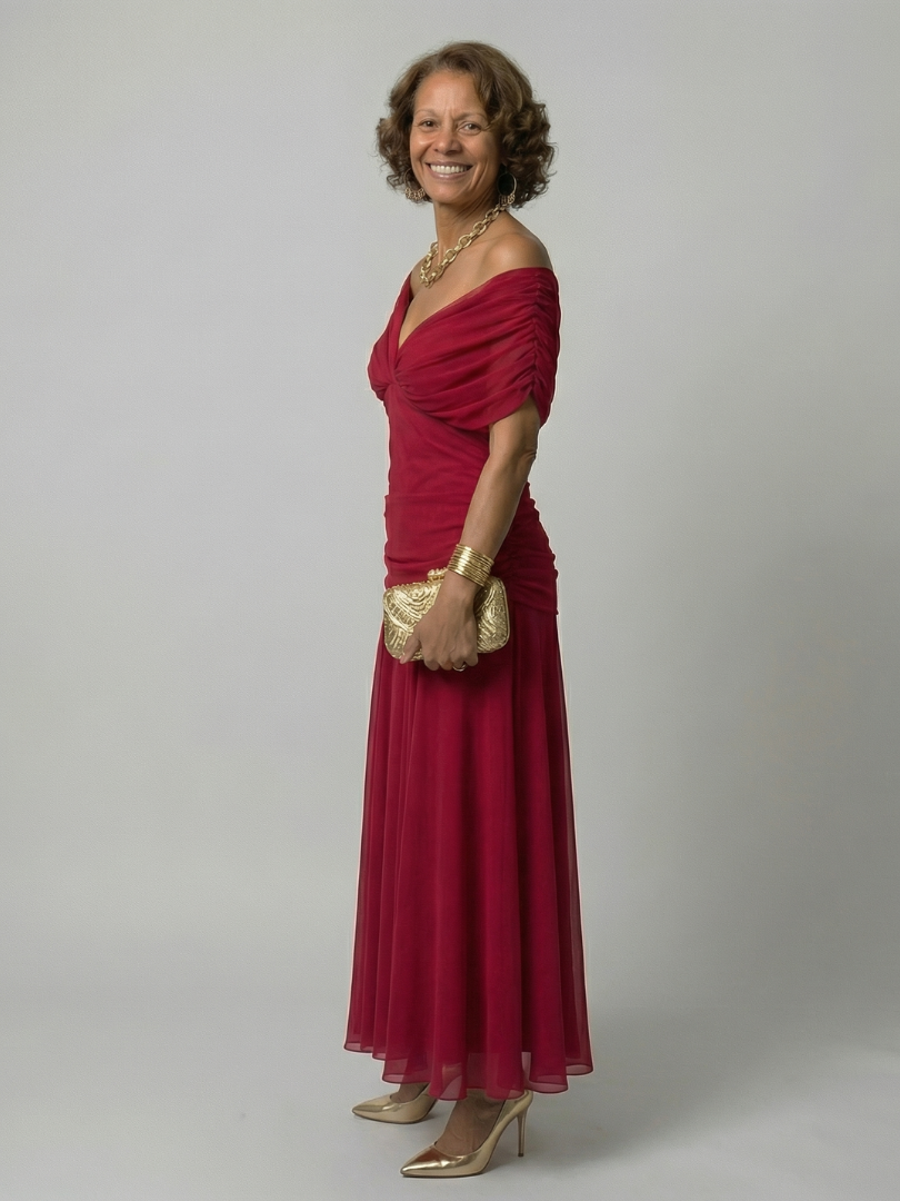 Calen | Vestidos Midi con Hombros Descubiertos y Fluidez