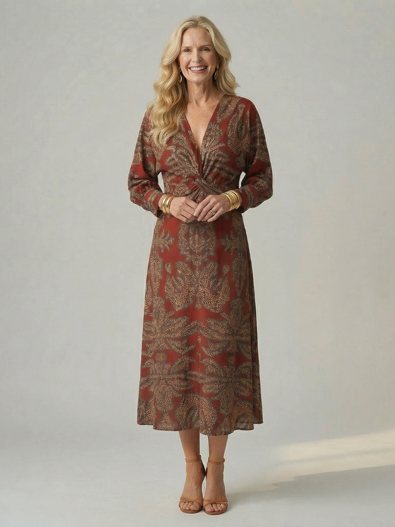 Lune | Vestido midi transpassado natural