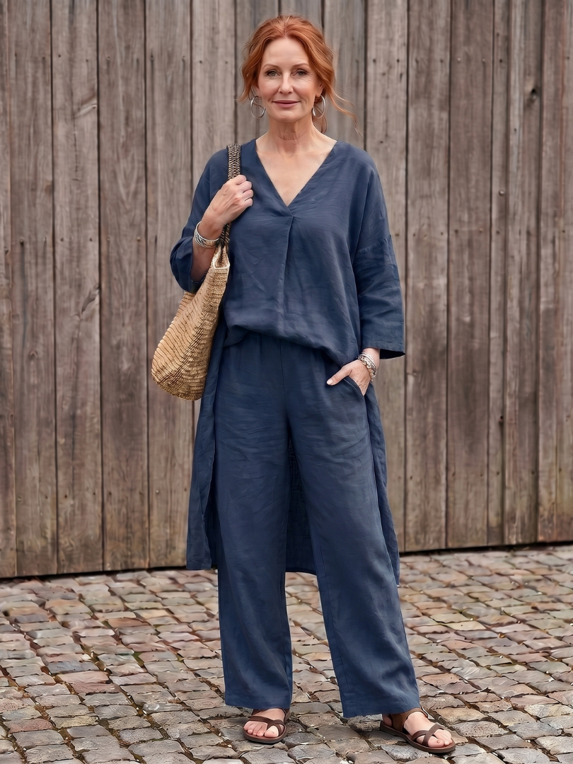 Onyx | Conjunto de top túnica suelta y pantalón de pierna ancha