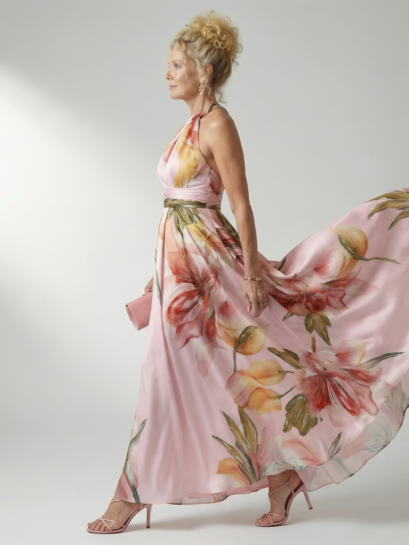 Amiel | Robe longue à motif floral délicat