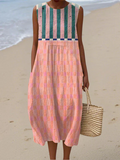 Lily gestreepte pastel midi-jurk
