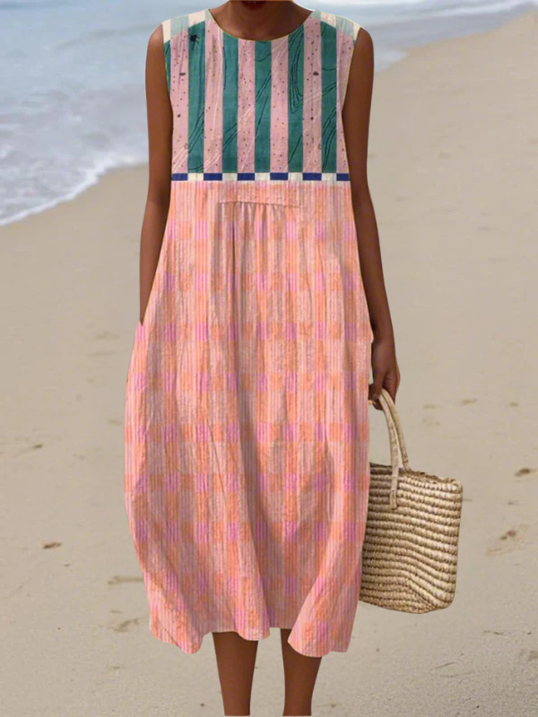 Robe midi rayée pastel Lily