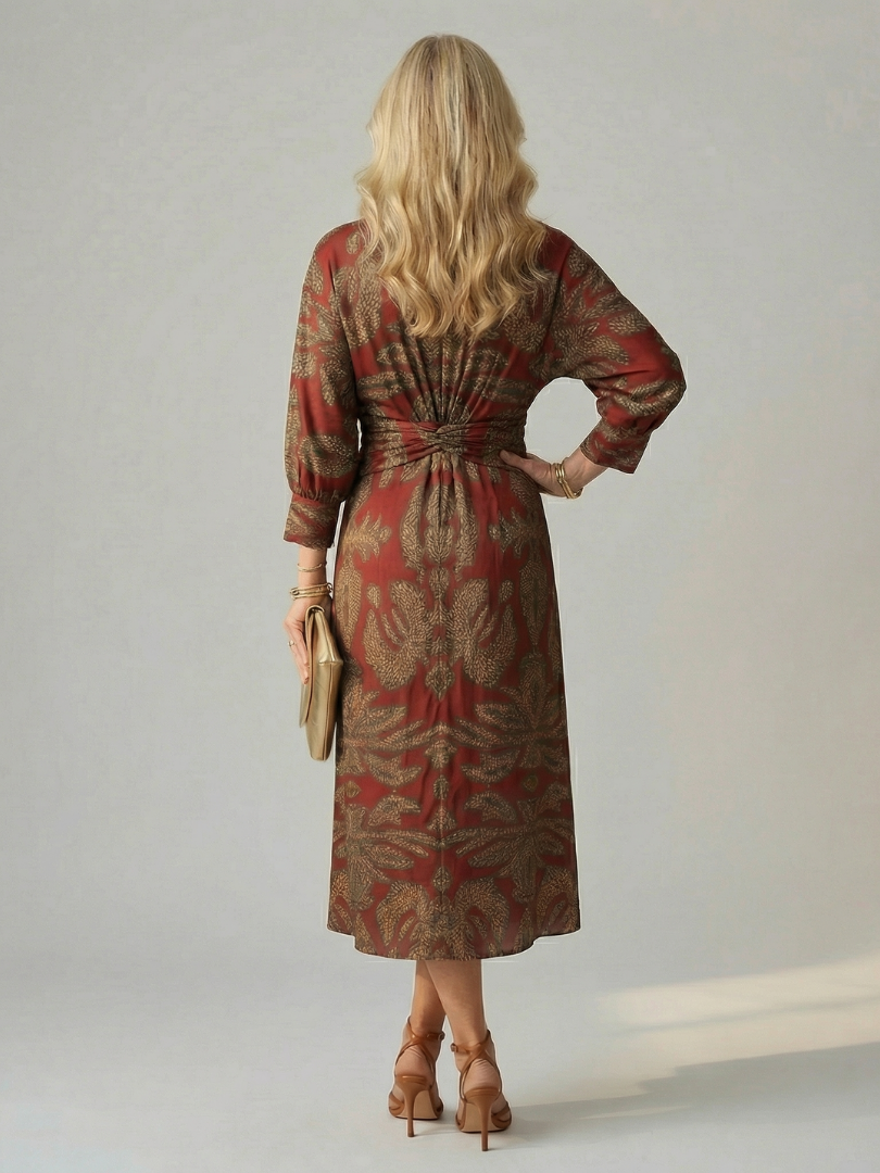 Lune | Vestido midi transpassado natural