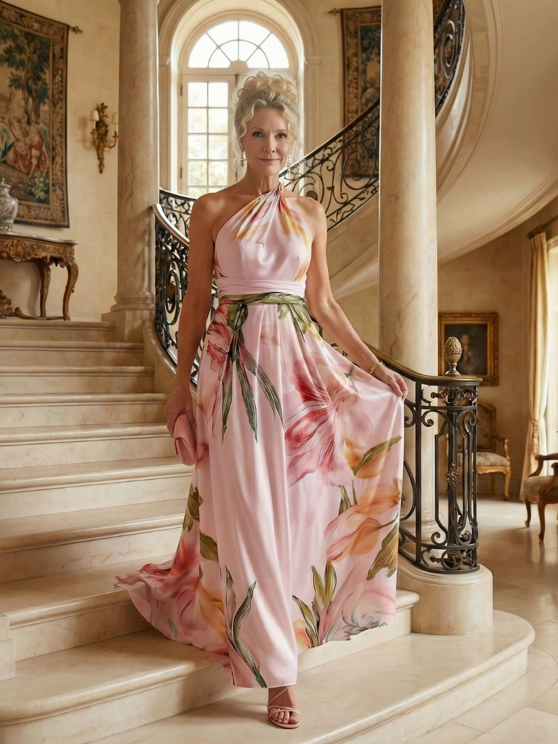 Amiel | Robe longue à motif floral délicat