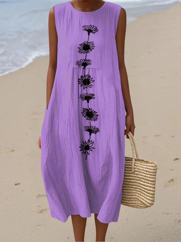 Robe midi à fleurs violettes Emma