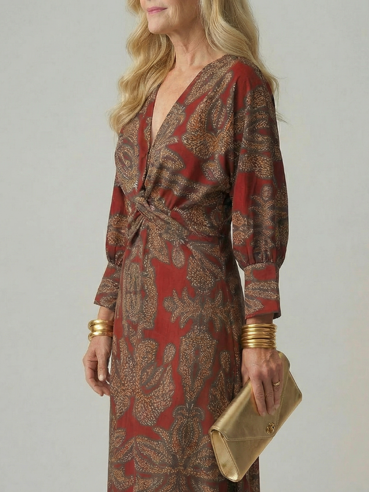 Lune | Vestido midi cruzado natural