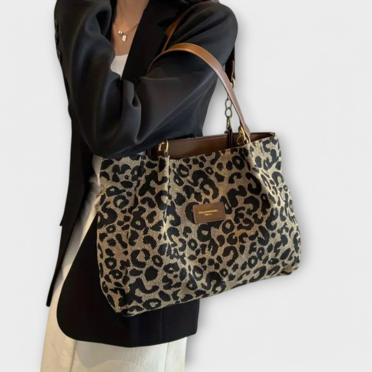 Olivia - Sac cabas en toile à imprimé léopard