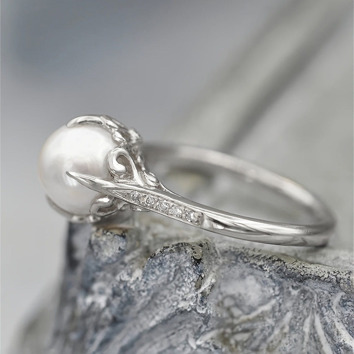 Vintage Pearl & Zirconia Latin Style Gold Plated Ring