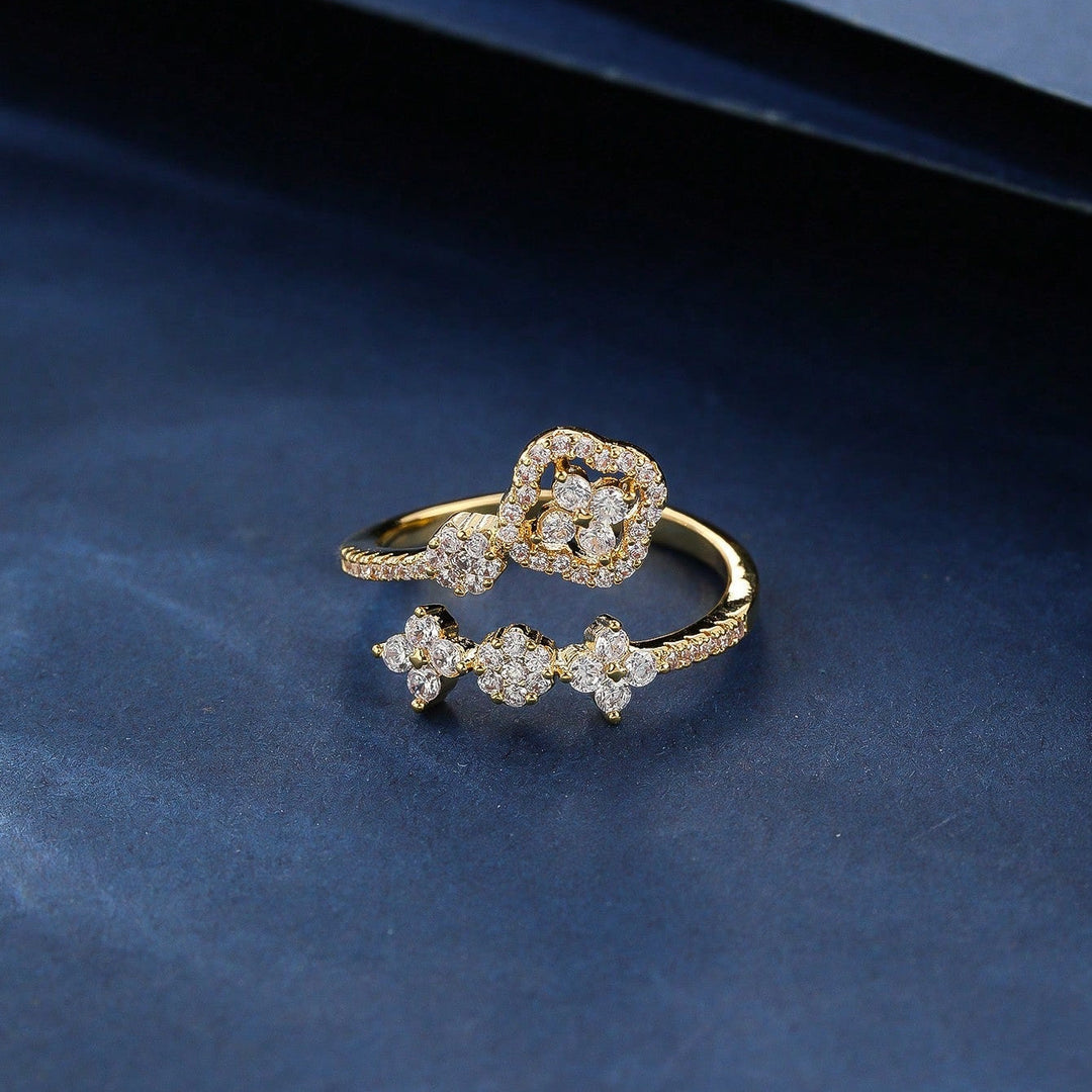 Elegant Classic Zirconia Inlaid Flower Mini Wrap Ring