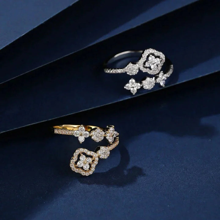 Elegant Classic Zirconia Inlaid Flower Mini Wrap Ring