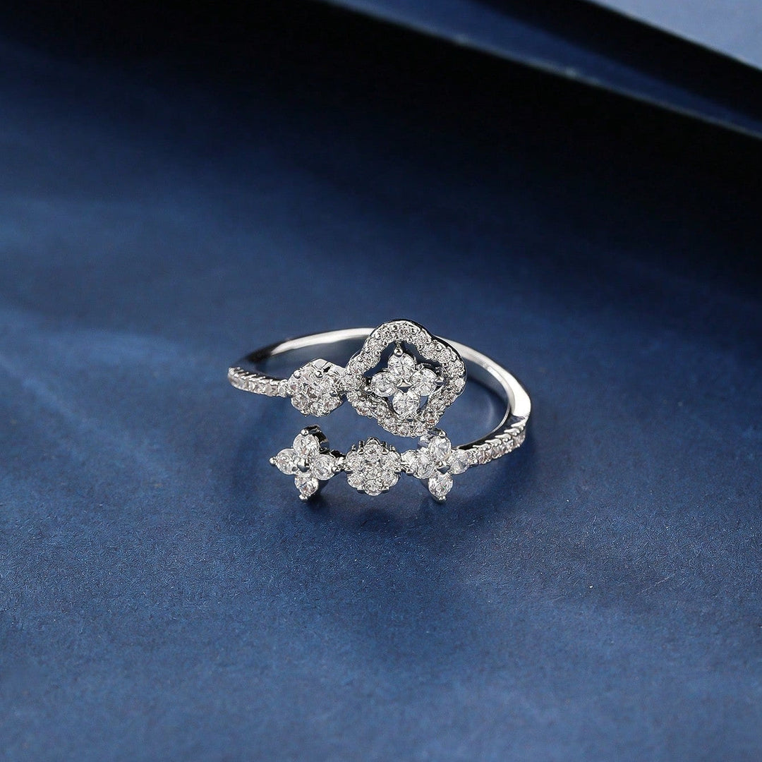 Elegant Classic Zirconia Inlaid Flower Mini Wrap Ring