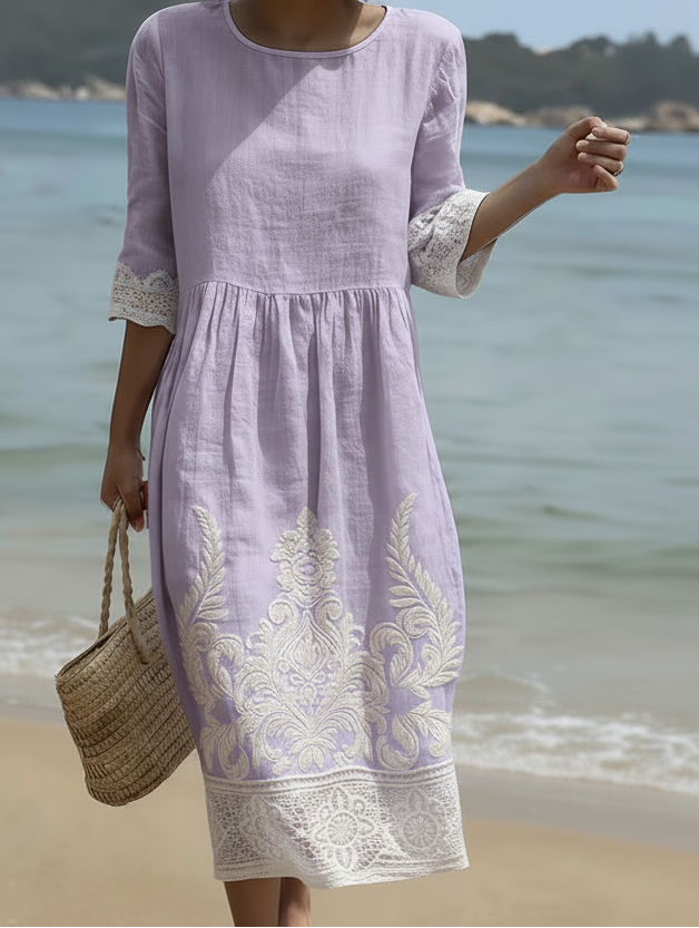 Tiffany em Lavanda | Vestido com Estampa de Plantas e Flores