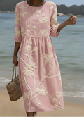 Phoebe | Vestido Midi com Estampa de Plantas e Flores