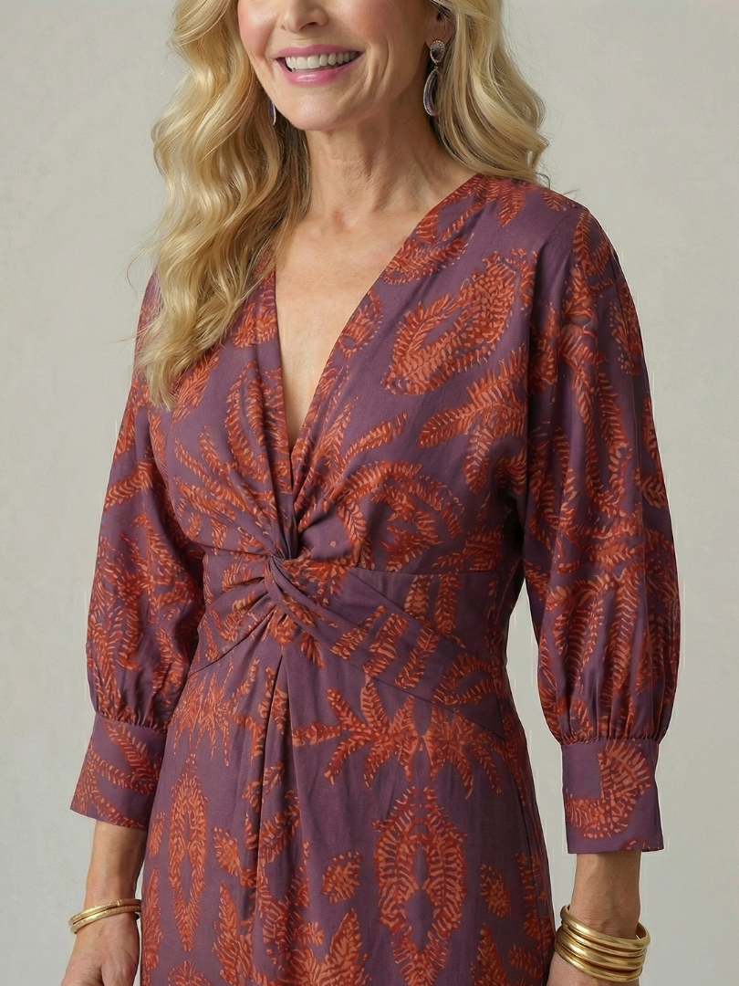 Lune | Vestido midi cruzado natural