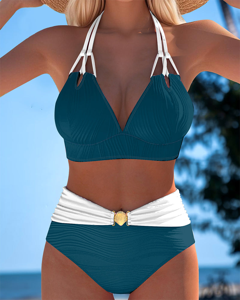 Rosa - Conjunto de bikini elegante con soporte