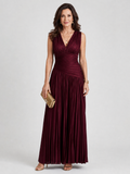 Lemar | Vestido midi sem mangas com decote V plissado