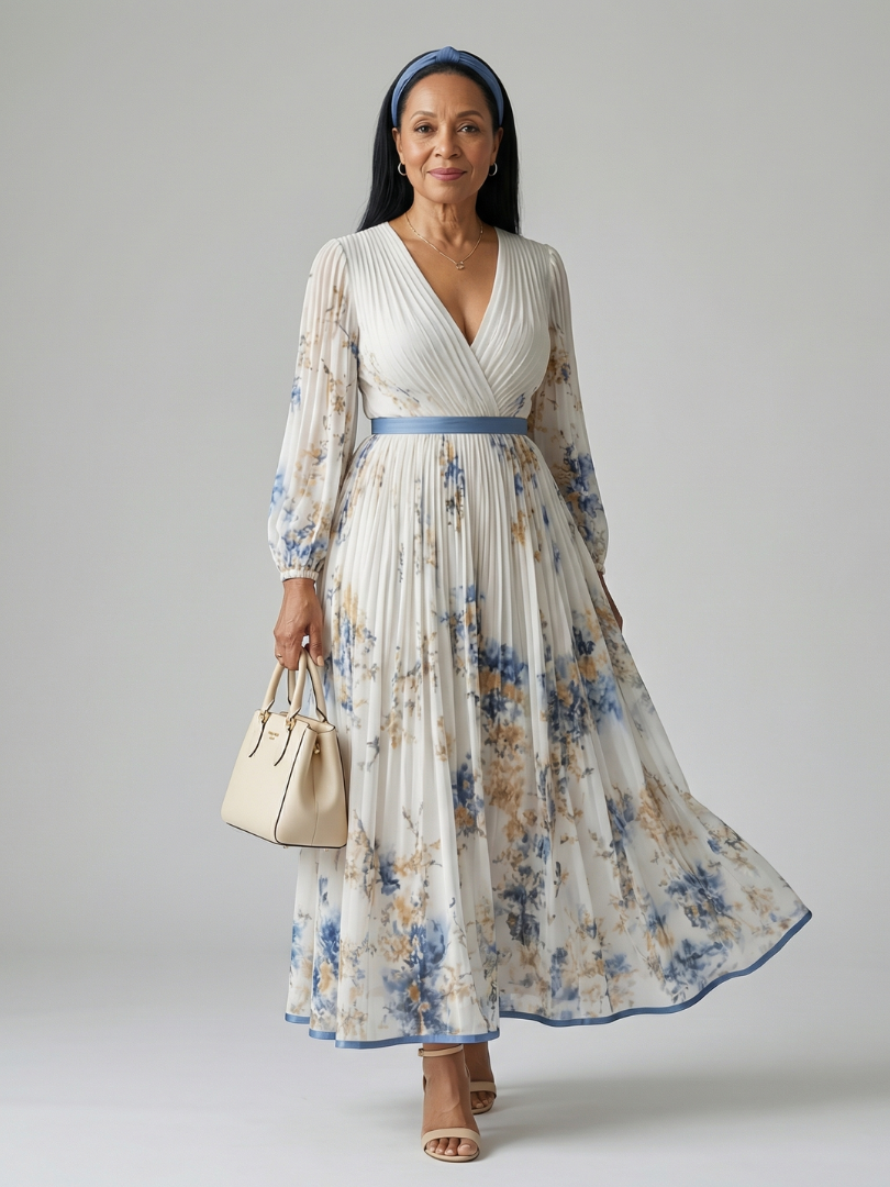 Rielle | Vestido midi plisado cruzado