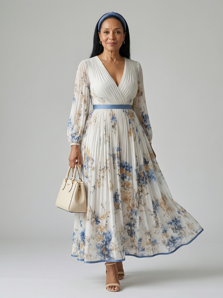 Rielle | Vestido midi plisado cruzado
