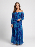 Aspen | Maxi-jurk met bloemenprint en blote schouders