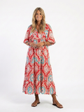 Zaria | Vestido midi de manga corta con estampado paisley y escote en V