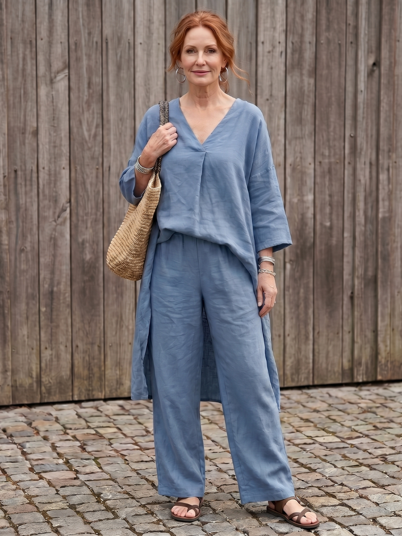 Onyx | Conjunto de top túnica suelta y pantalón de pierna ancha
