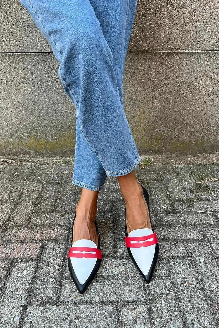 Scarpe basse a punta bicolore