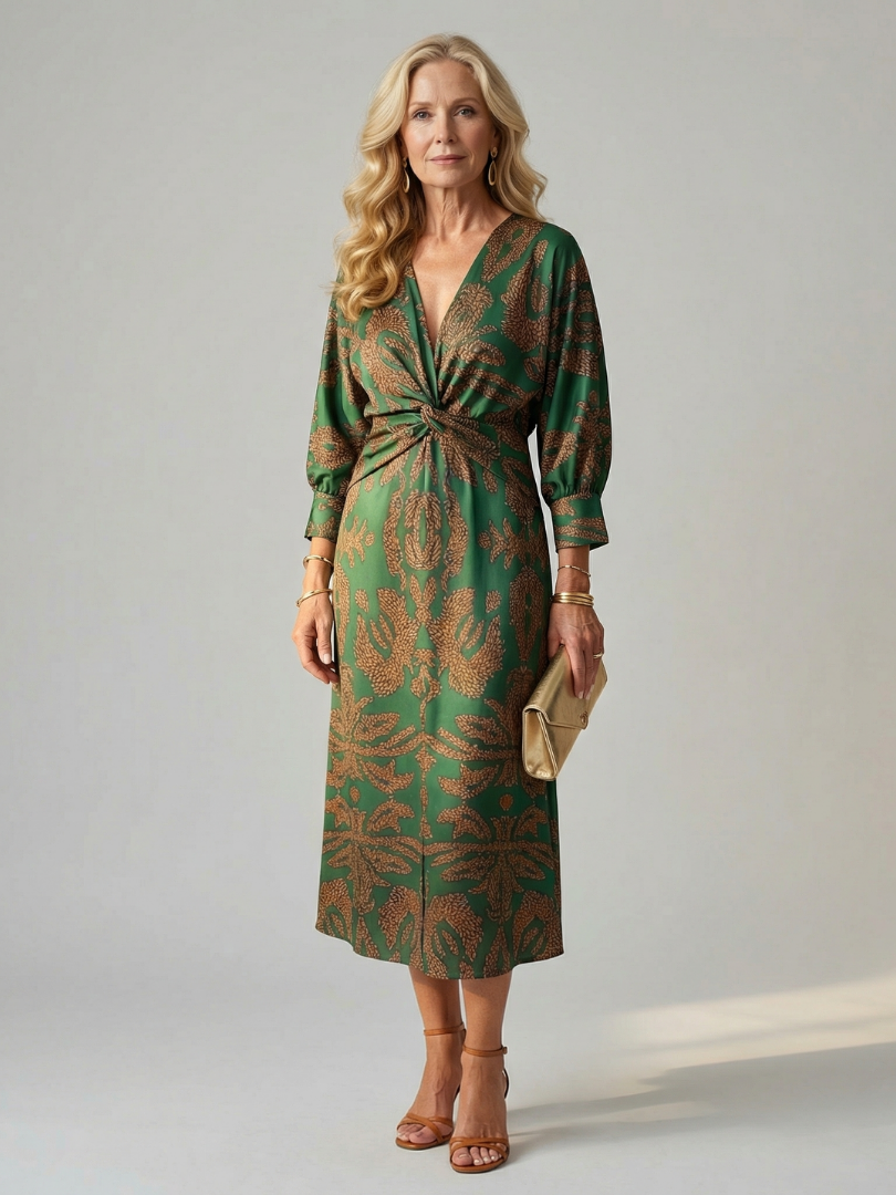 Lune | Vestido midi cruzado natural