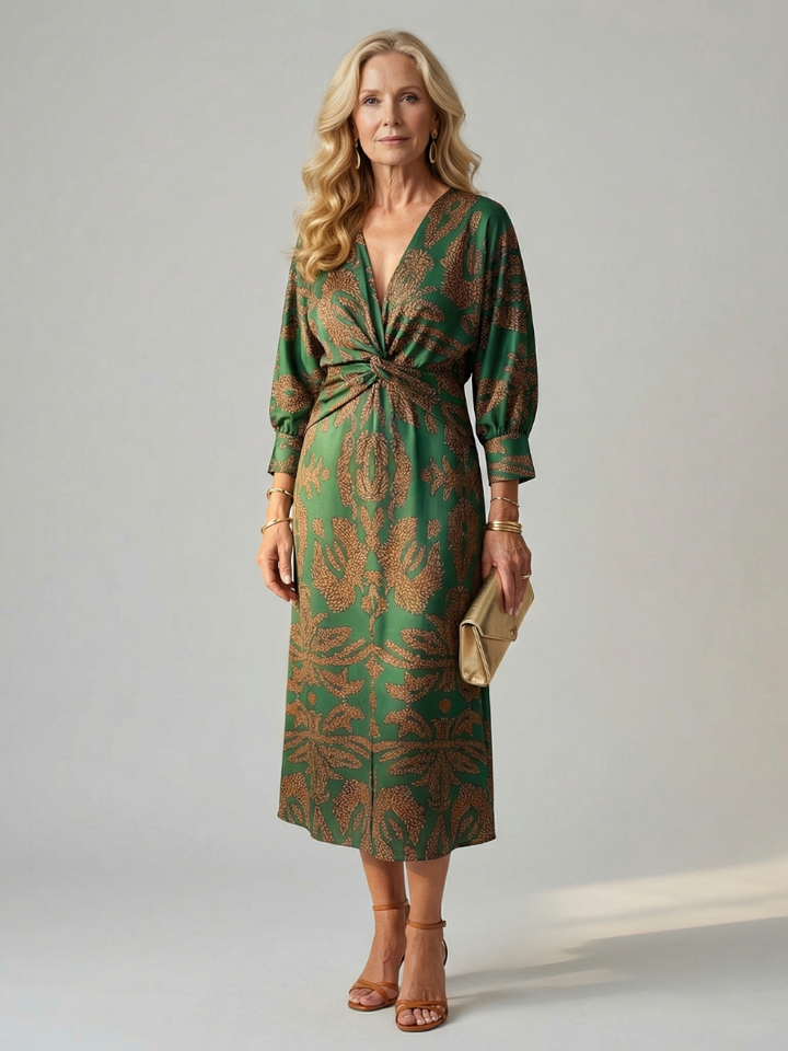 Lune | Vestido midi cruzado natural