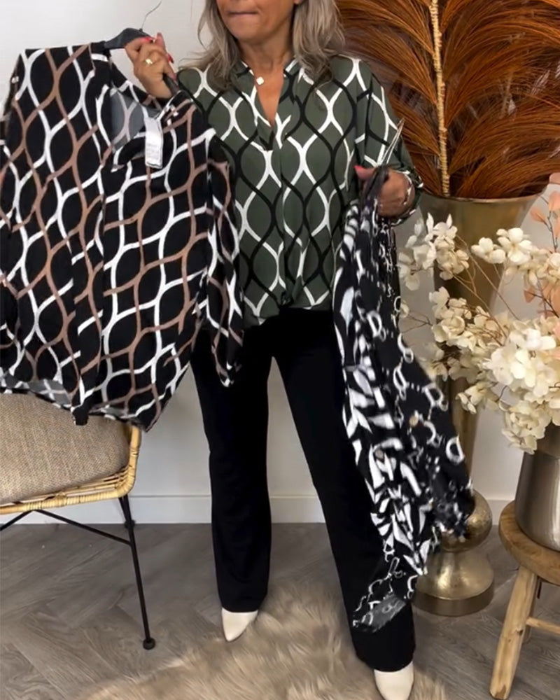 Janny | Casual blouse met lange mouwen en elegant patroon
