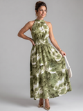 Olivia | Robe midi à taille froncée et imprimé abstrait