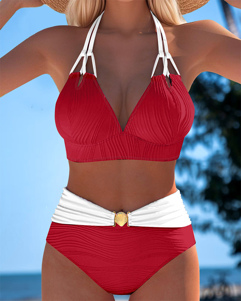 Rosa - Conjunto de bikini elegante con soporte
